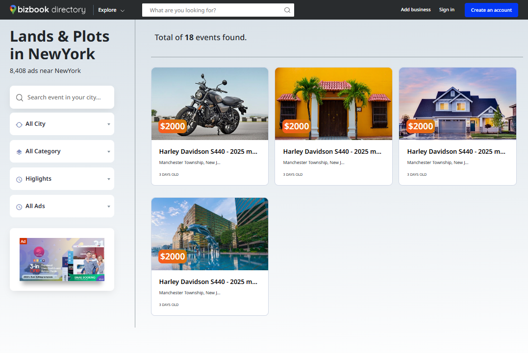 Bizbook classified template frontend
